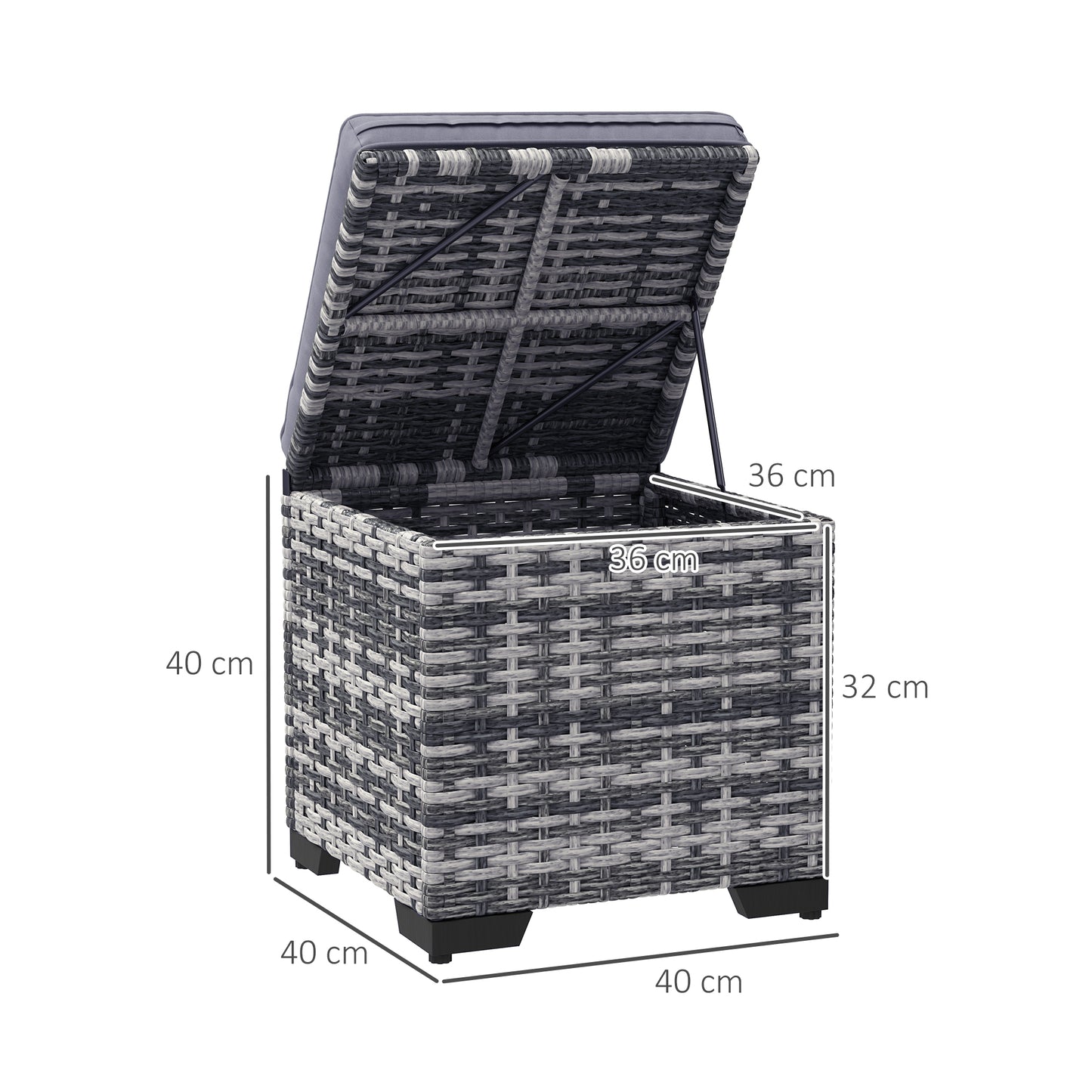 Set of 2 Rattan Storage Ottoman