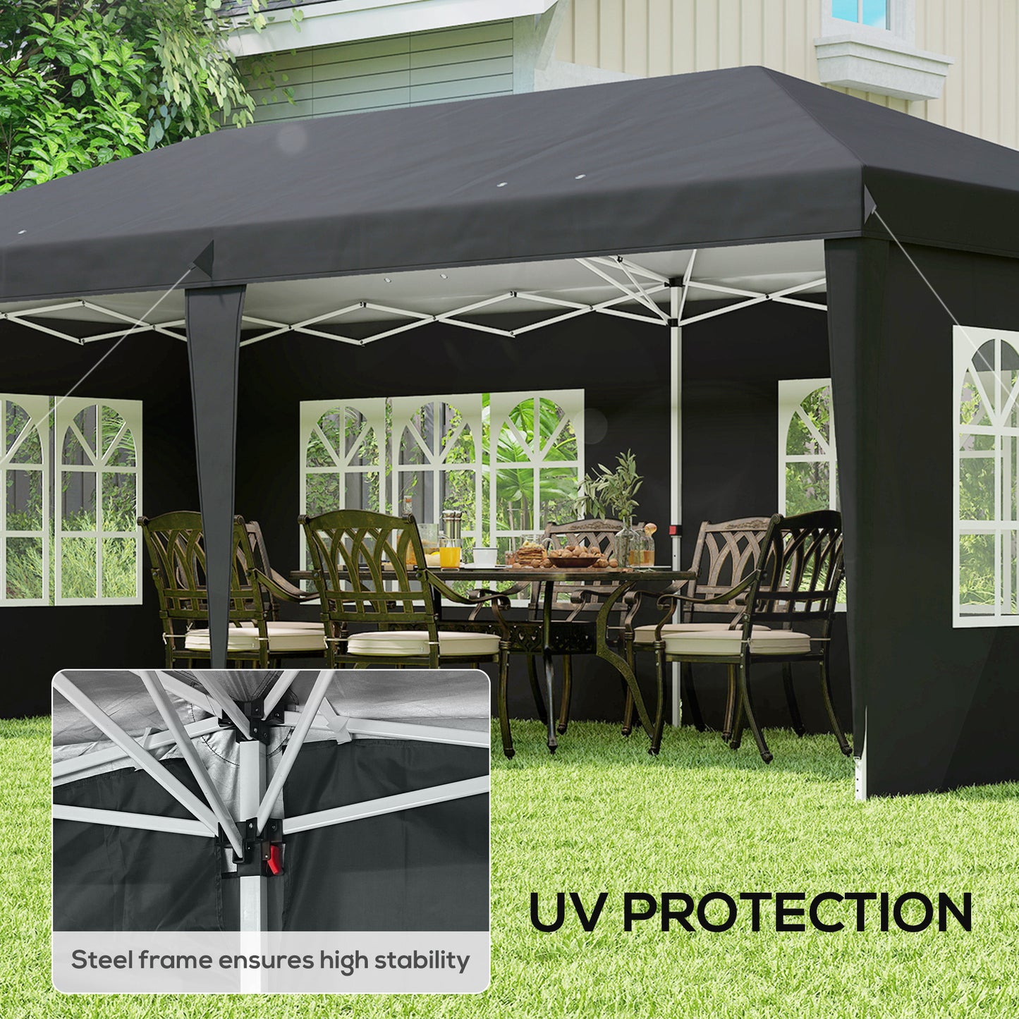 3 x 6m Pop-Up Gazebo, with Removable Walls