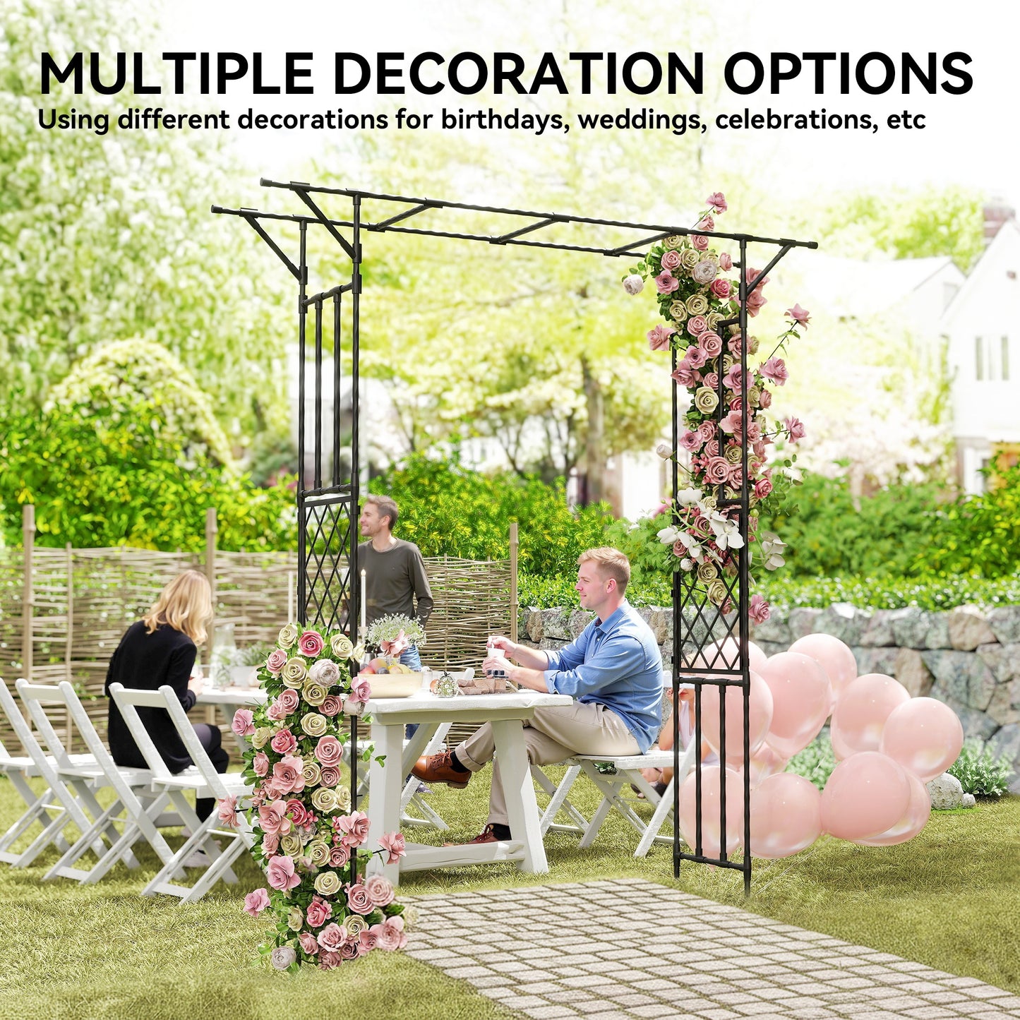 Garden Arch, PE-Coated Steel Arbour Trellis for Climbing Plants