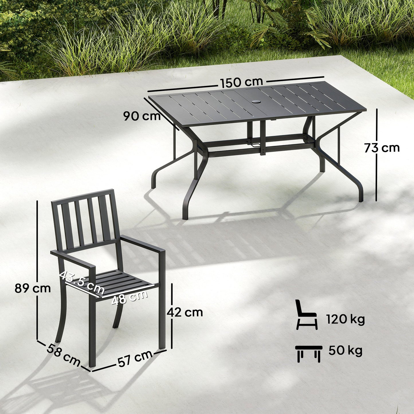 7 Pieces Garden Table and Chairs 6 Seater Outdoor Table and Chairs
