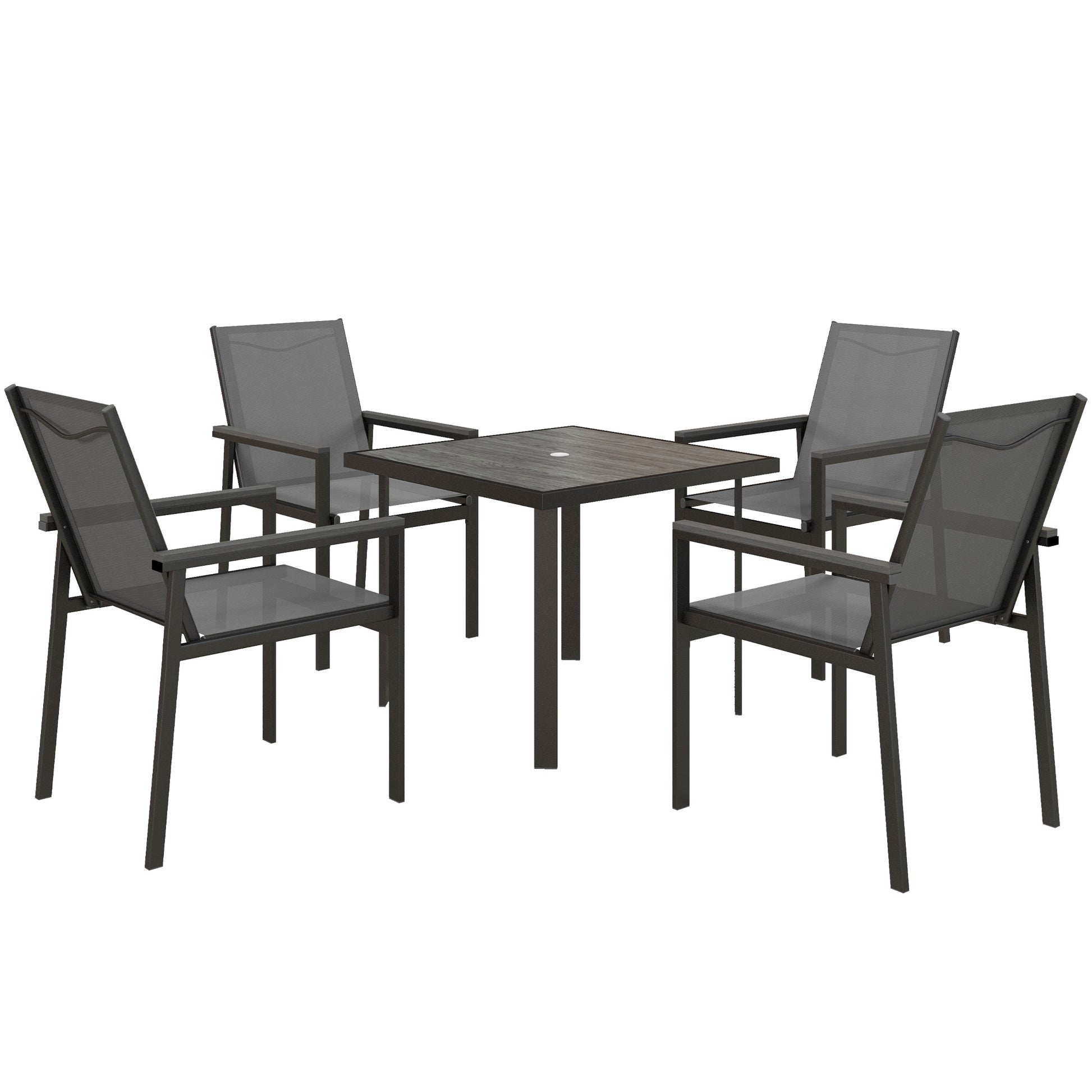 Five-Piece Metal Dining Set, with Glass-Top Table