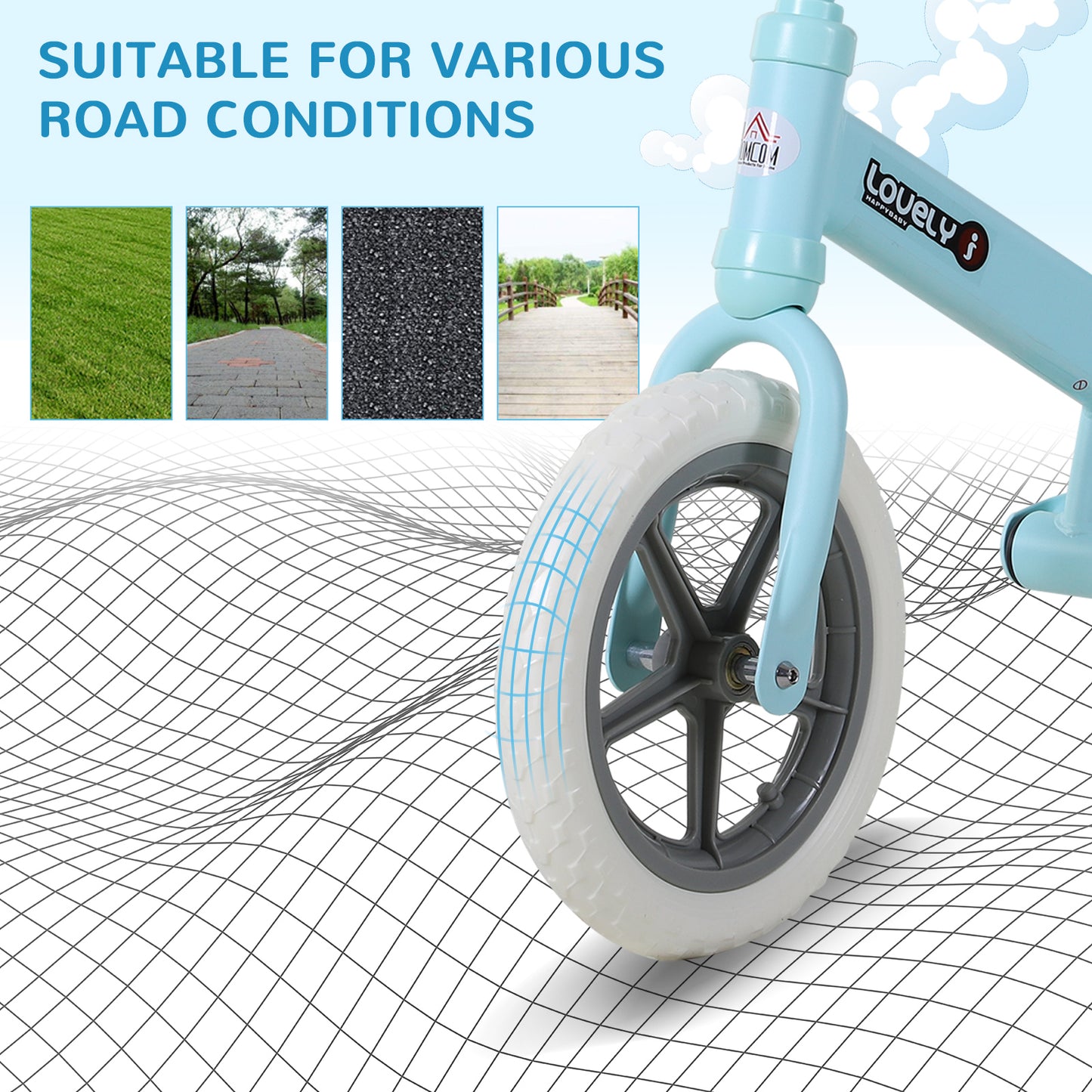 12" Kids Balance Bike No Pedal Bicycle EVA Tyre Adjustable Seat