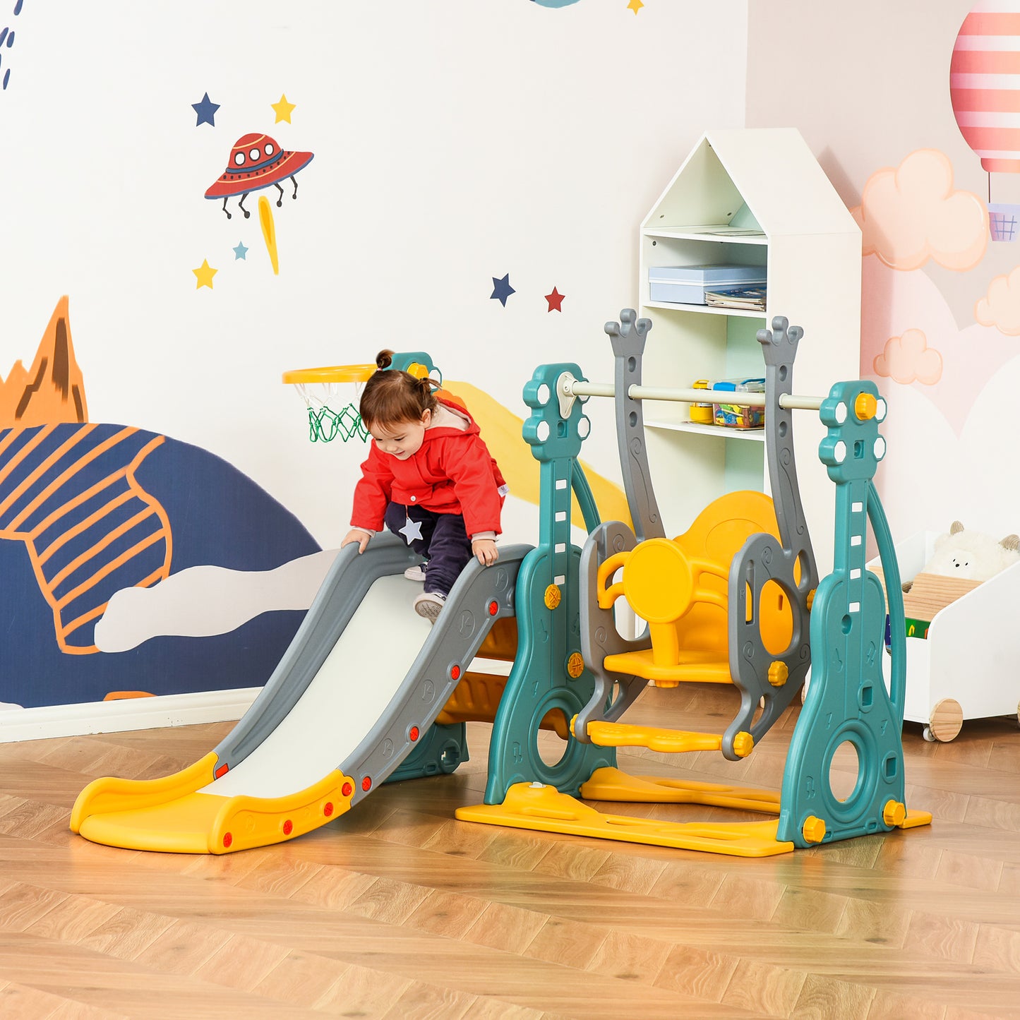 3-IN-1 Kids Swing and Slide Set