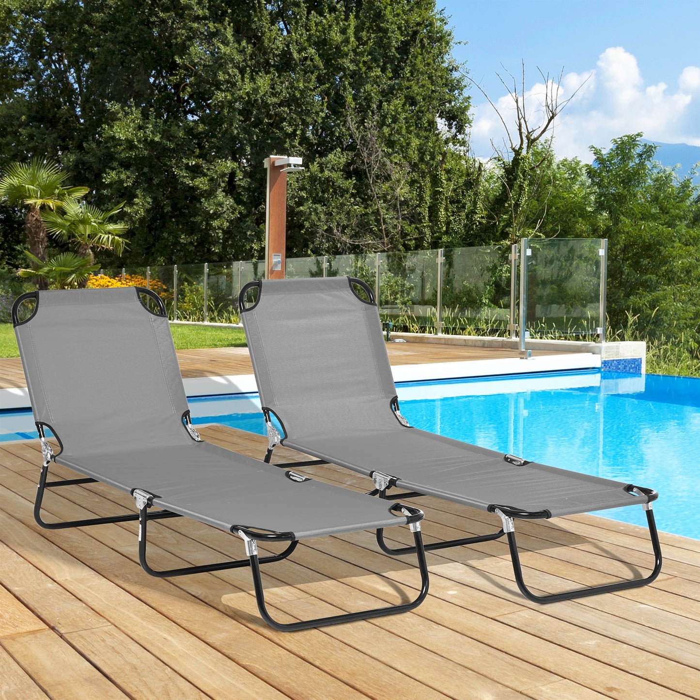 Folding Sun Loungers Set of 2