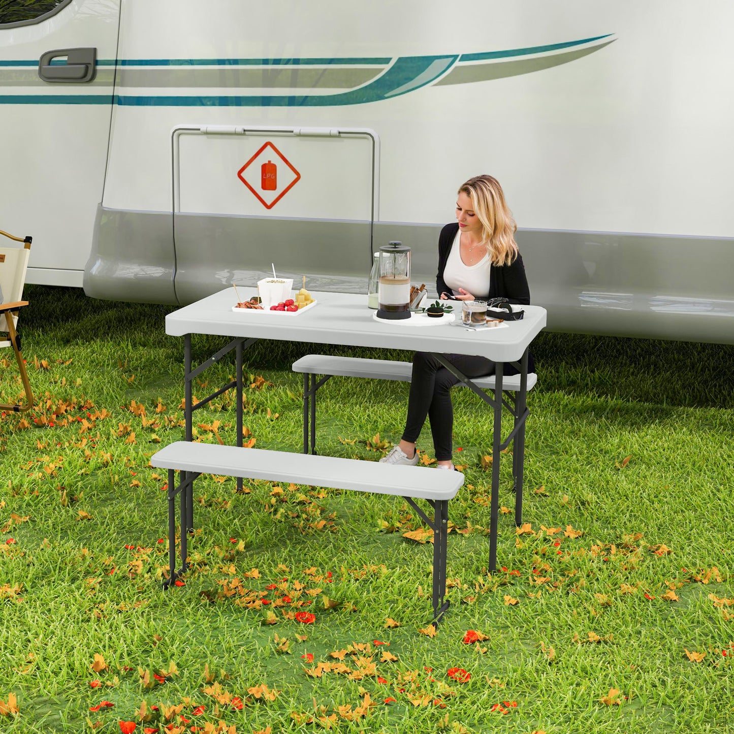 Three-Piece Folding Picnic Table and Bench Set
