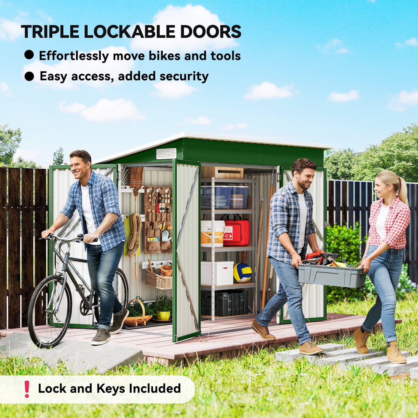 7.5 x 4.3ft Metal Garden Storage Shed