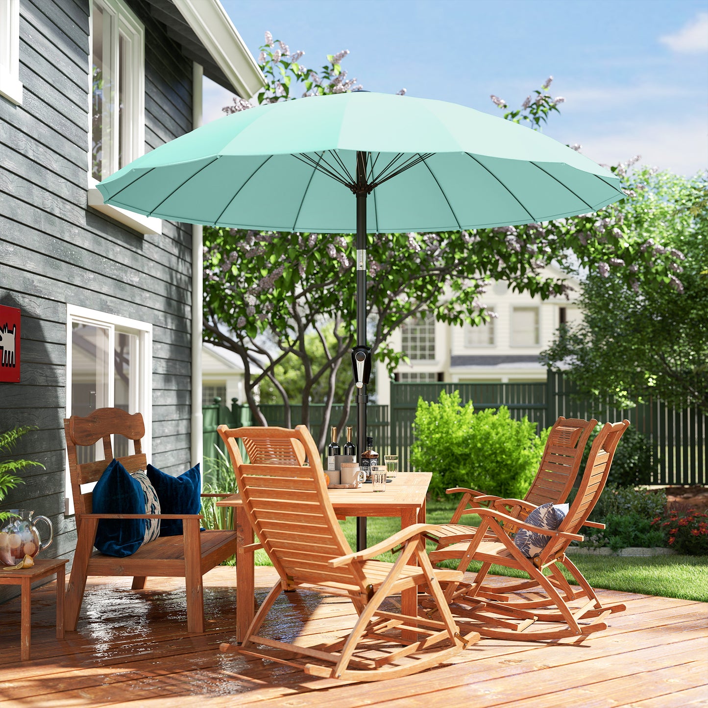 2 m Shanghai Garden Parasol Umbrella with 16 Fibreglass Ribs