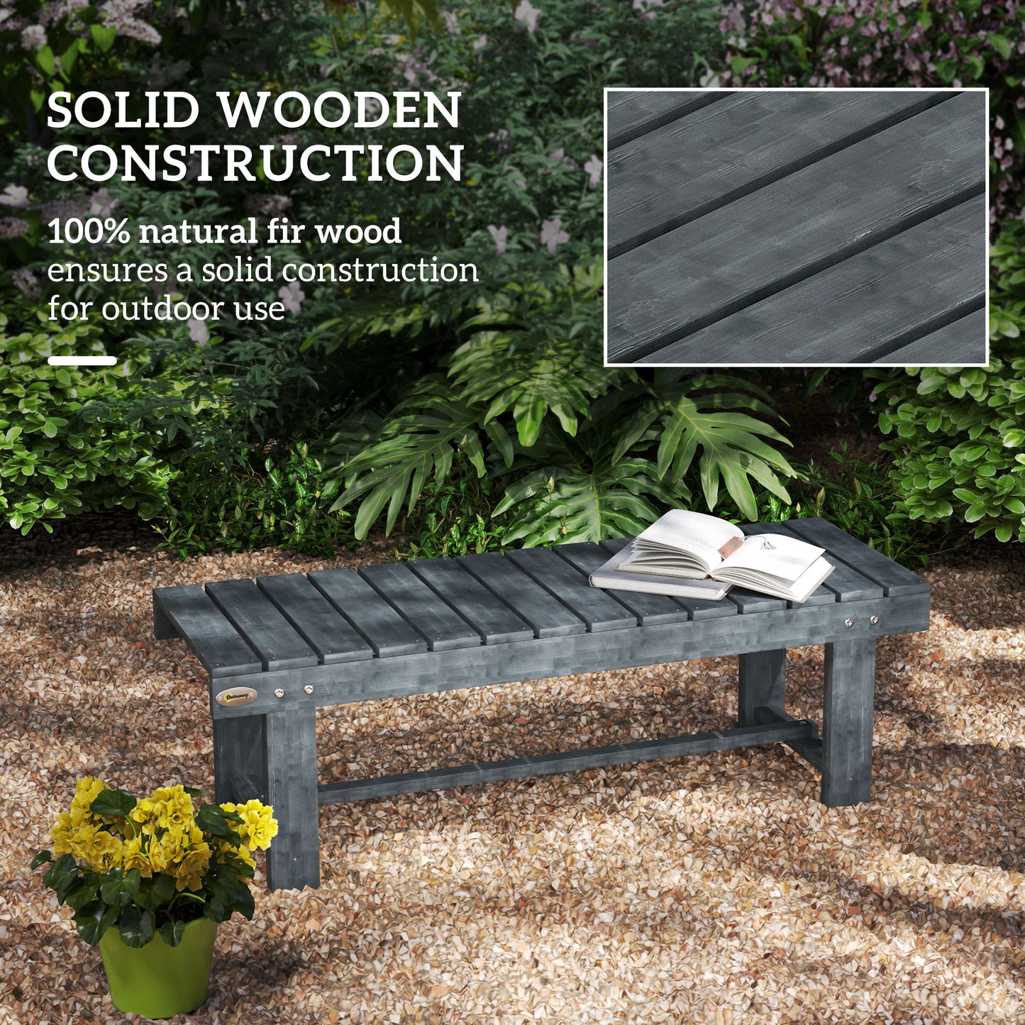 2-Seater Garden Wooden Bench (2)