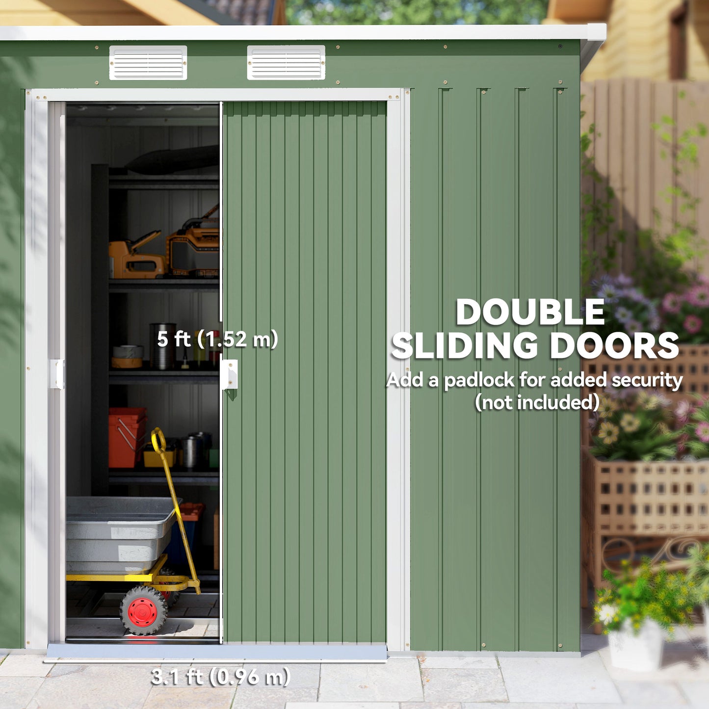 7 x 4ft Galvanised Steel Garden Shed, with Foundation Kit
