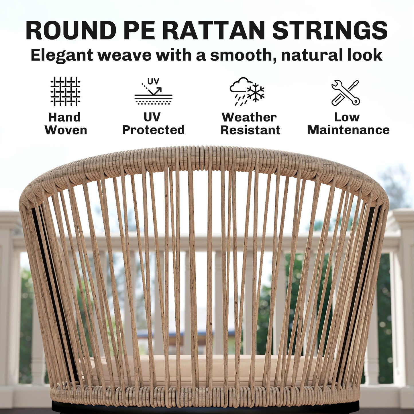 Garden Chairs Set of 2, Rattan Garden Dining Chairs