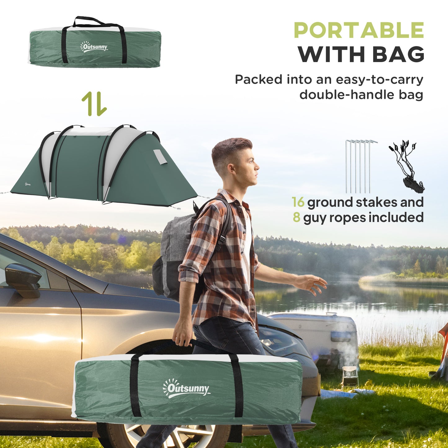 Two-Man Tent, with Bedrooms, Living Room and Canopy