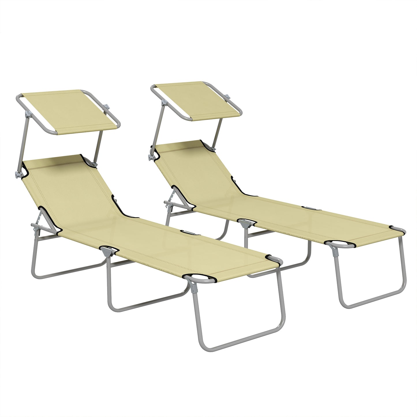 Folding Sun Lounger with Canopy
