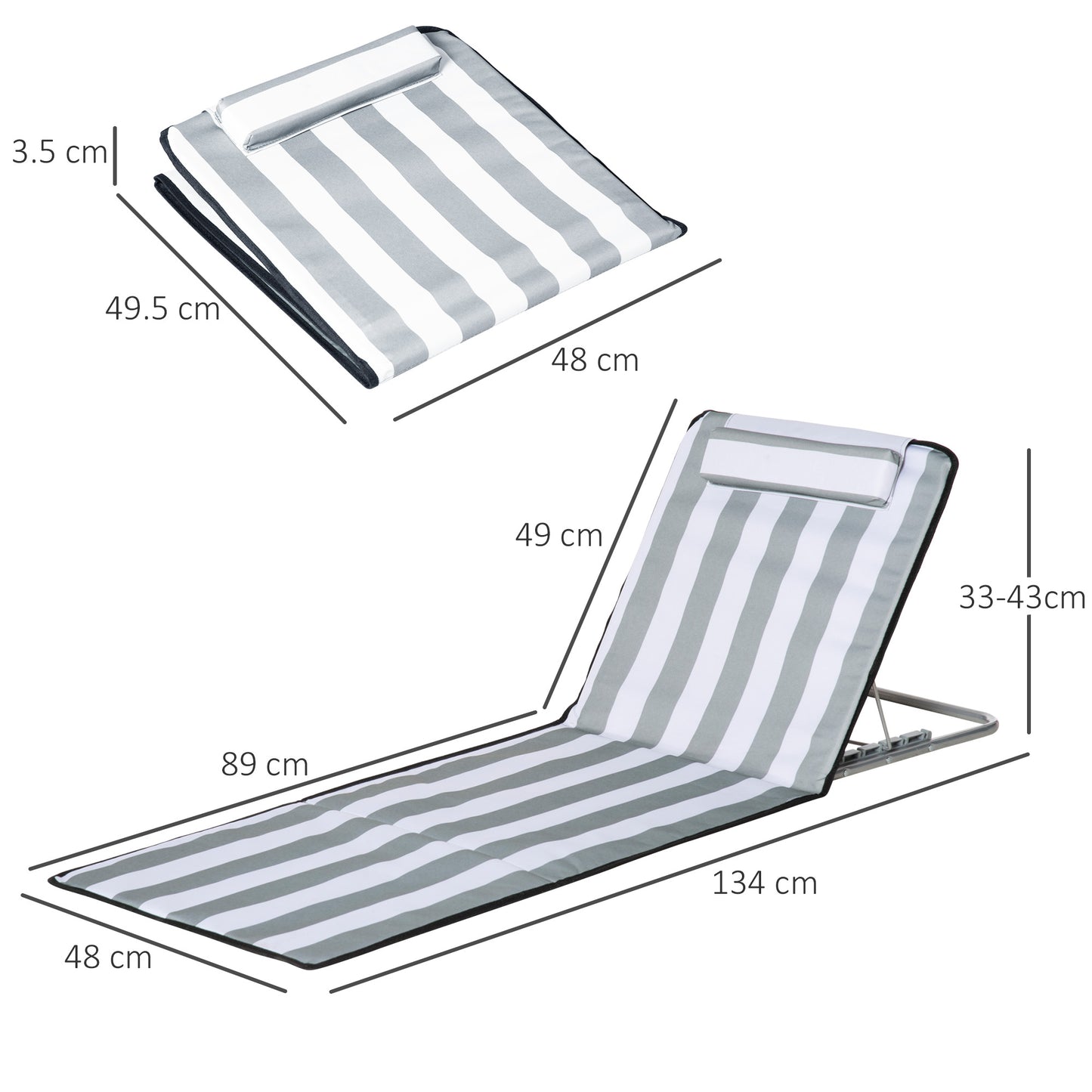 Set of 2 Foldable Garden Beach Chair Mat Lightweight Outdoor Sun