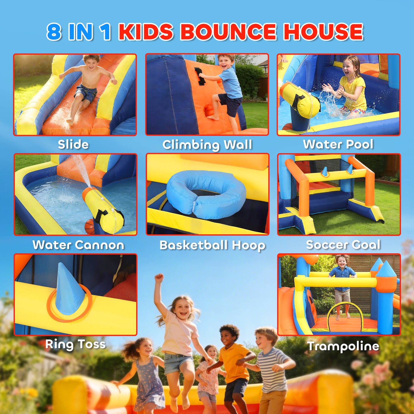 Bouncy Castle for Kids, Inflatable Bounce House with Slide
