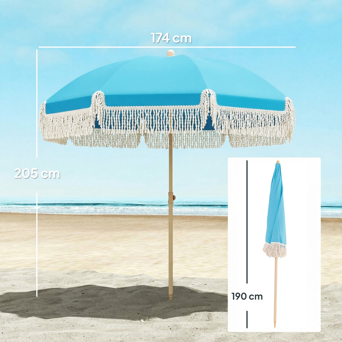 1.7 m Beach Umbrella with Sand Anchor (1)