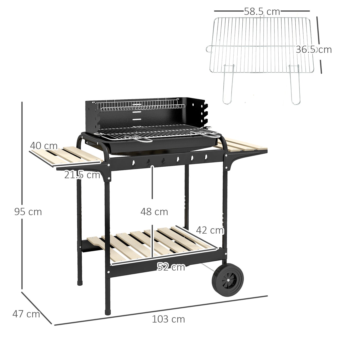 Charcoal Barbecue Grill with Adjustable Grill Height