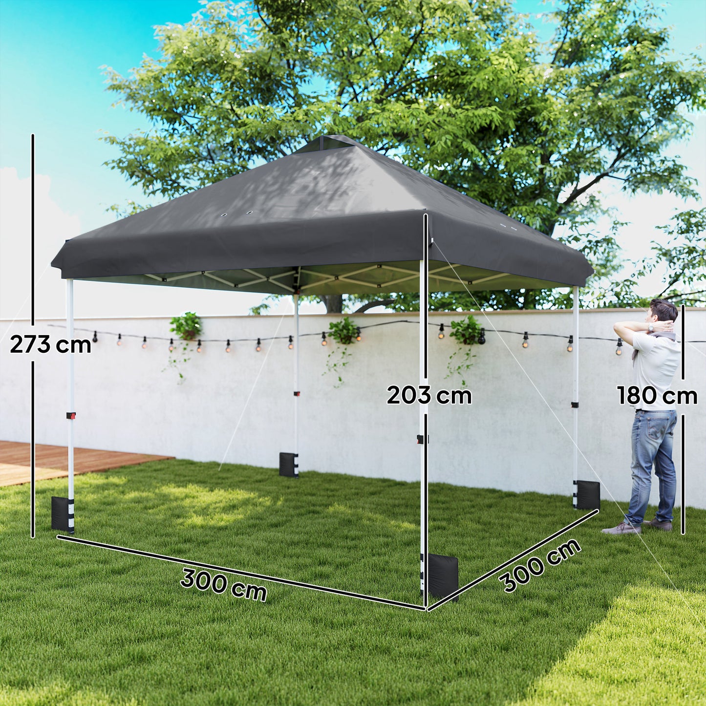 3 x 3 m Pop Up Gazebo with Wheels
