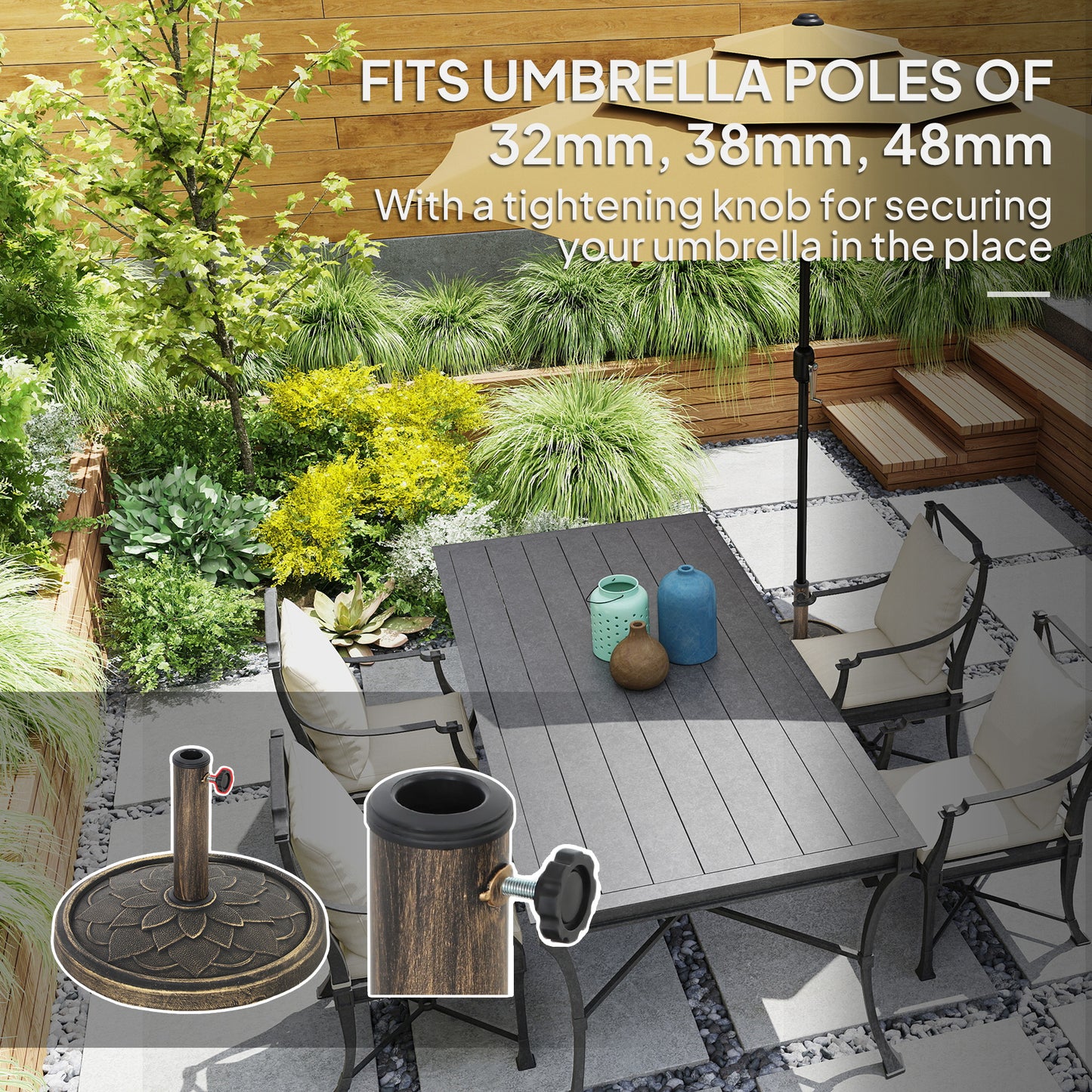 12kg Resin Garden Parasol Base, Round Umbrella Base