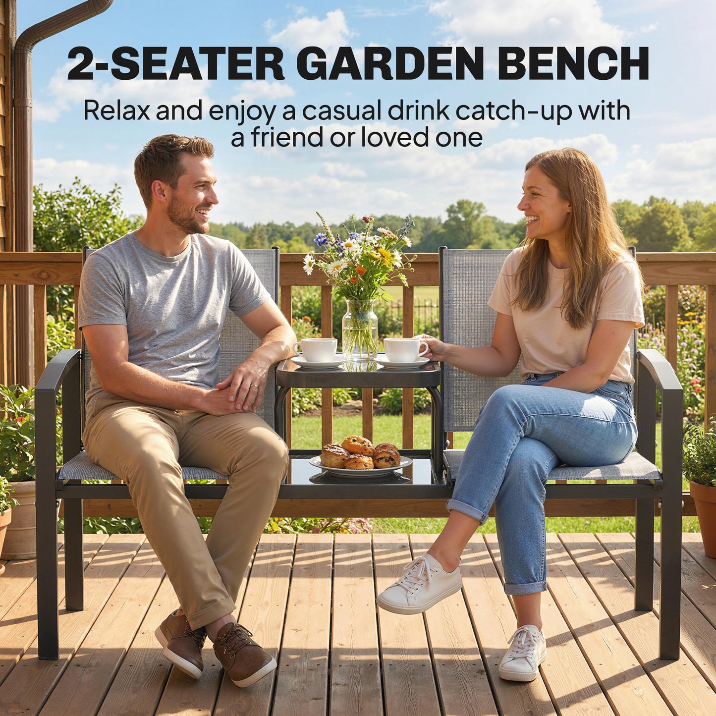 Garden Love Seat, 2 Seater Jack and Jill Loveseat Companion Seat