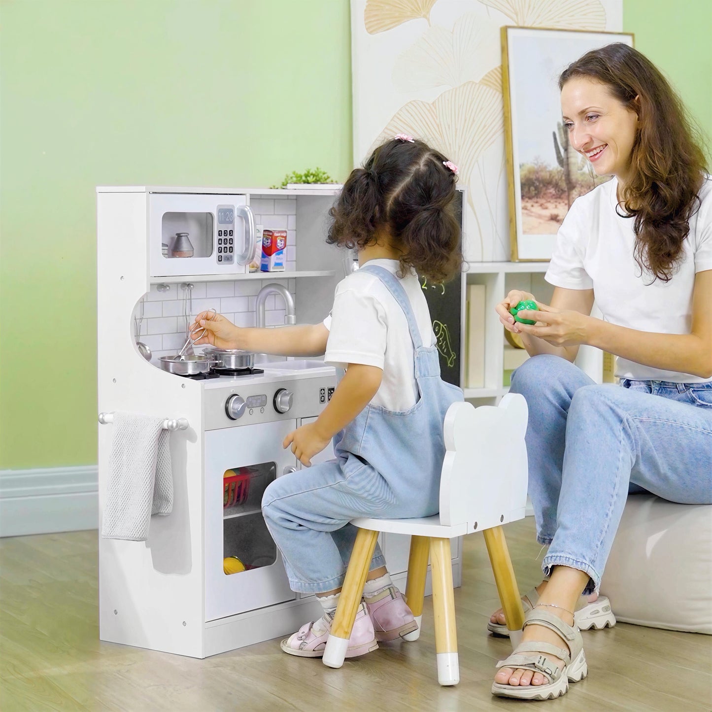 Pretend Play Kitchen, Kids Kitchen Playset, with Toy Phone