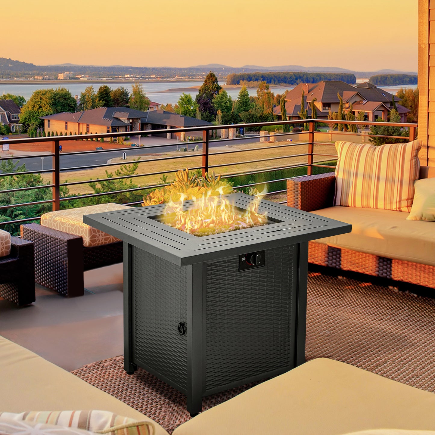 Square Propane Gas Fire Pit Table (1)