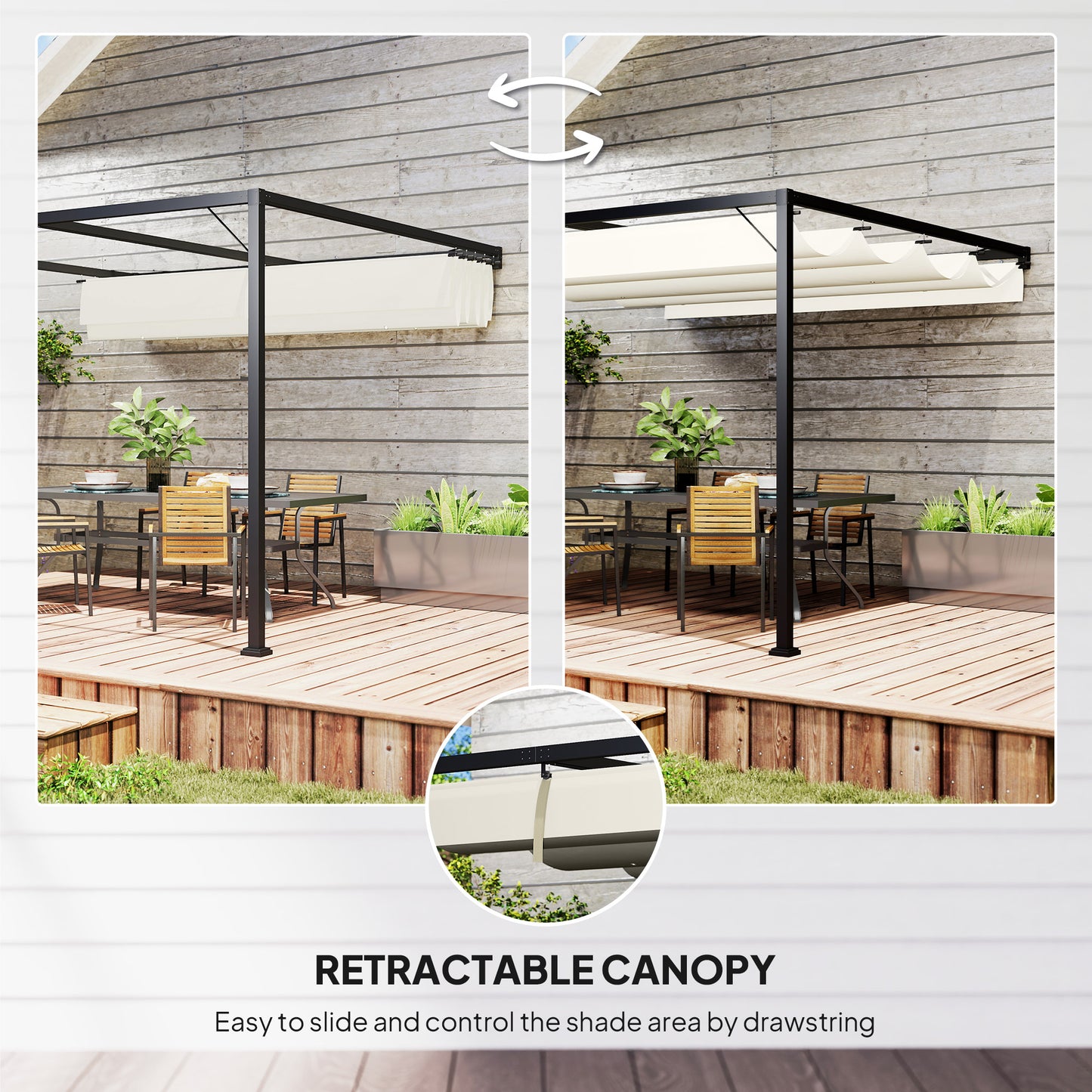 3 x 3 m Pergola, with Sliding Canopy