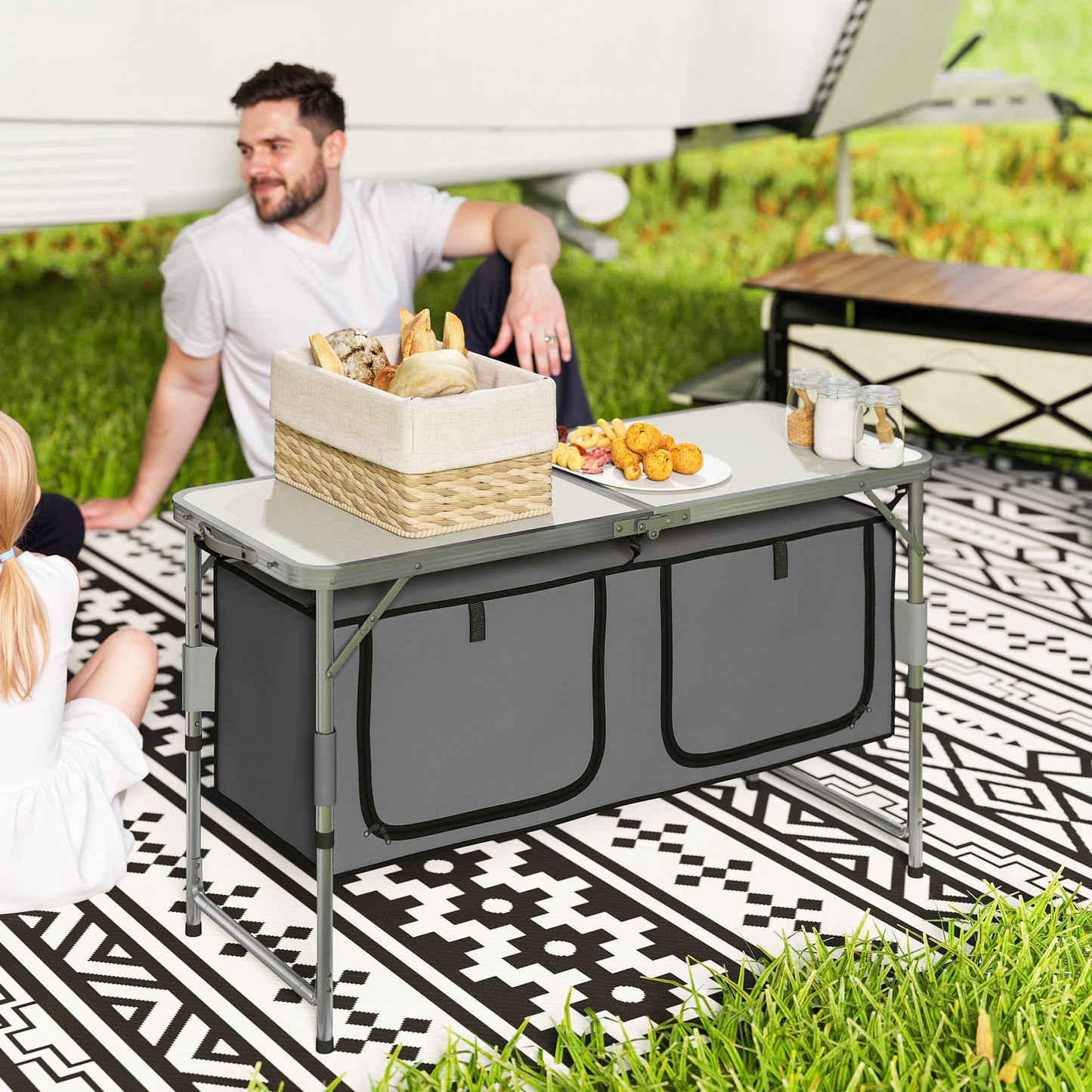 4ft Folding Camping Cupboard Kitchen