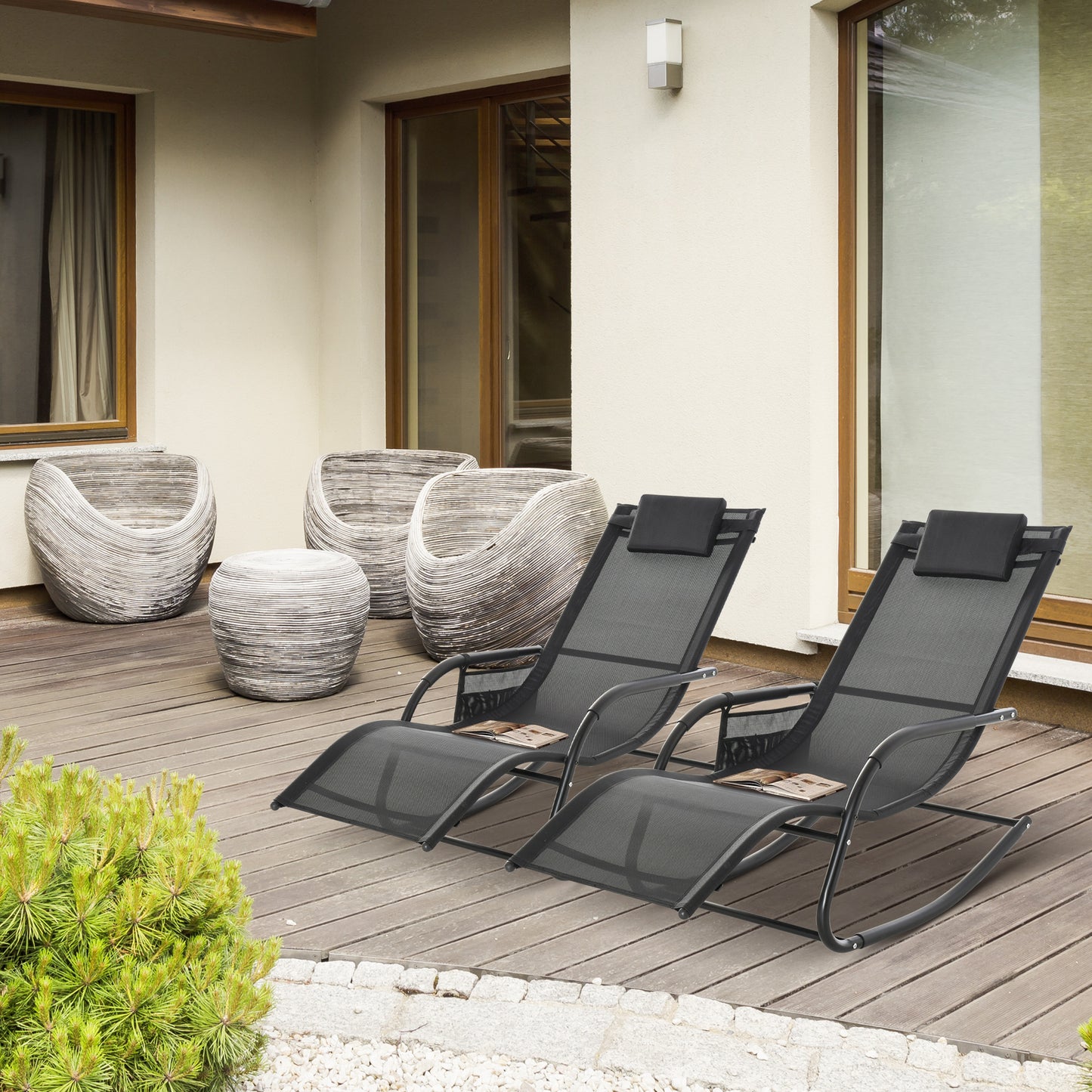 2PCs Outdoor Garden Rocking Chair