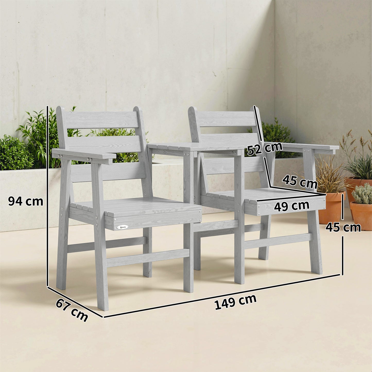 Outdoor Garden Loveseat, Embossed Wooden Jack and Jill Garden Seat