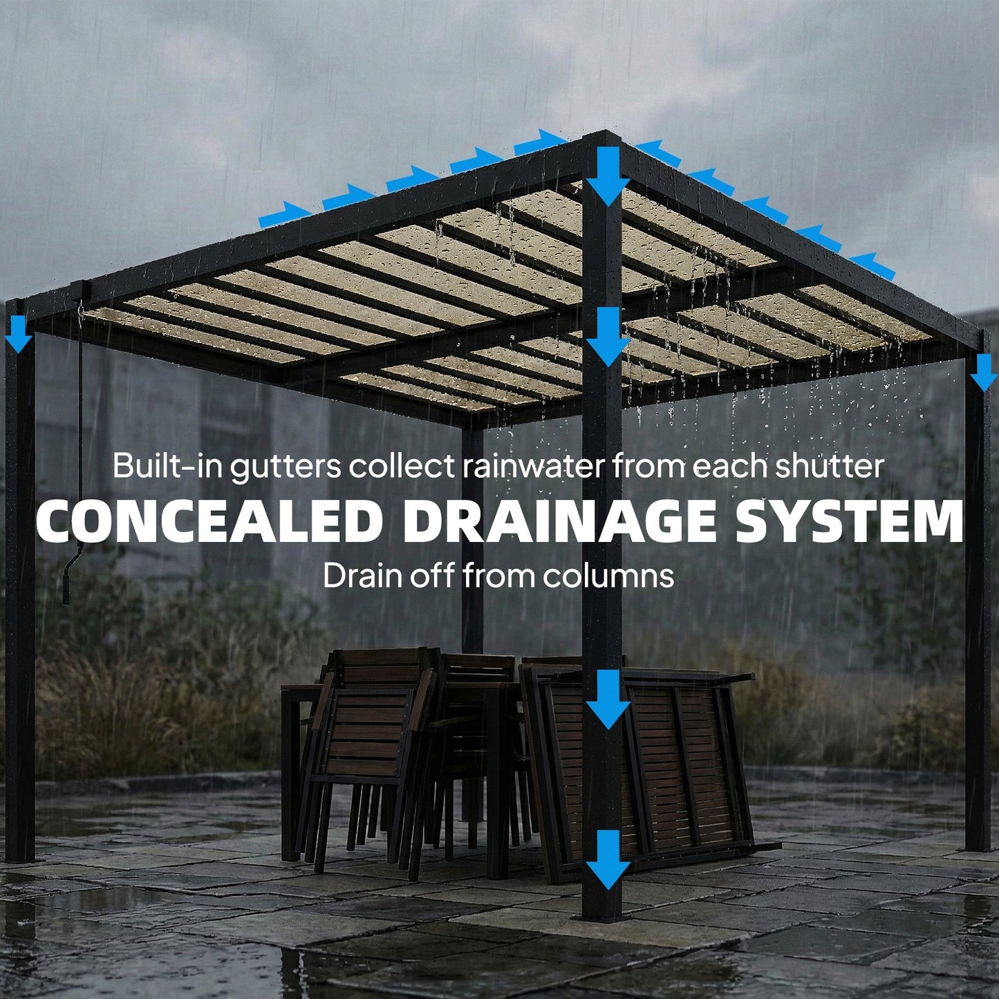 3 x 3 m Louvered Pergola with PC Roof