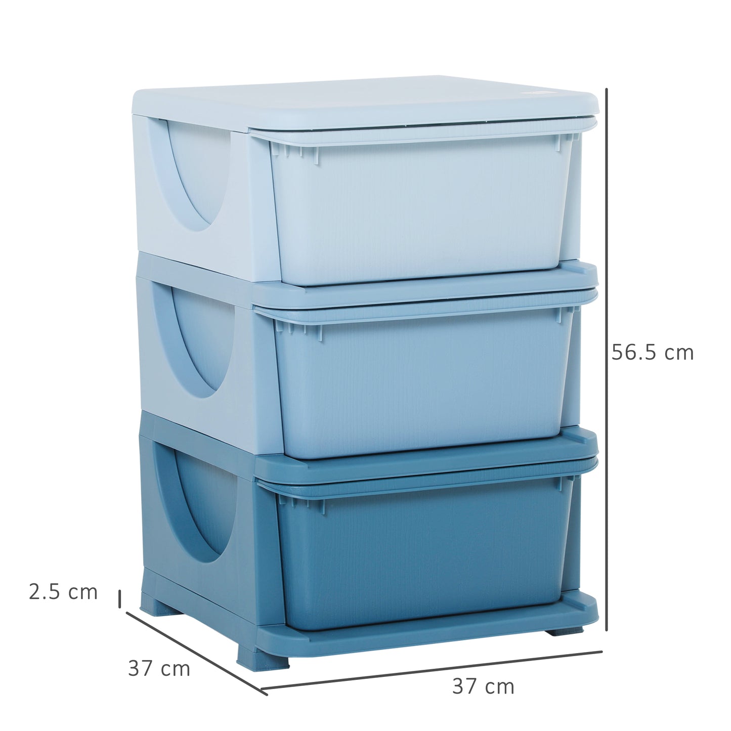 3 Drawers Plastic Storage Units, 3 Tier Kids Storage Units