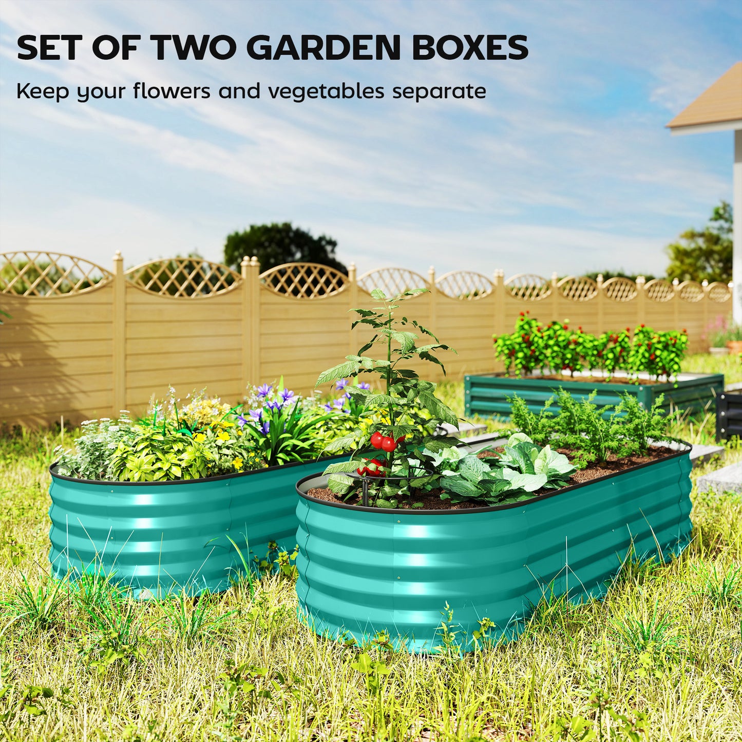Set of Two 150 x 60cm Steel Planters