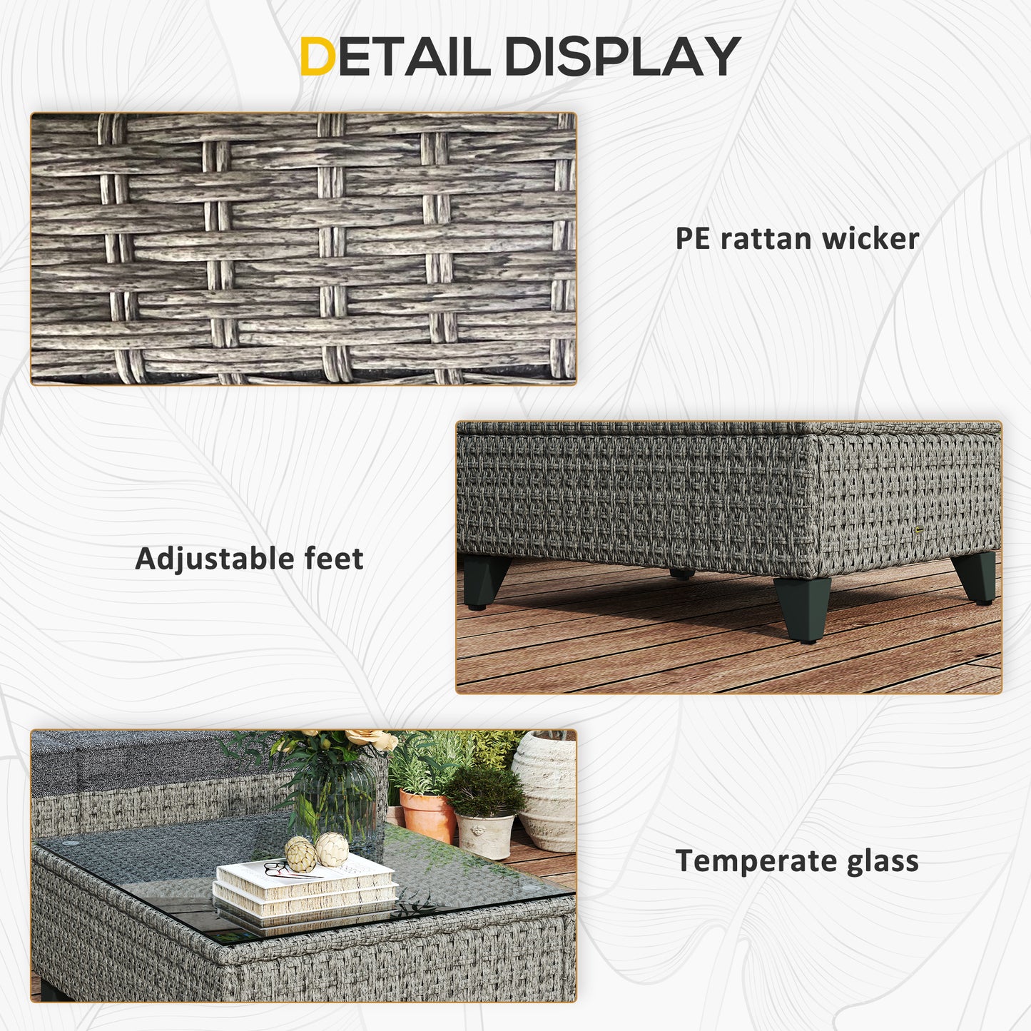 5-Piece Rattan Patio Furniture Set with Corner Sofa, Footstools