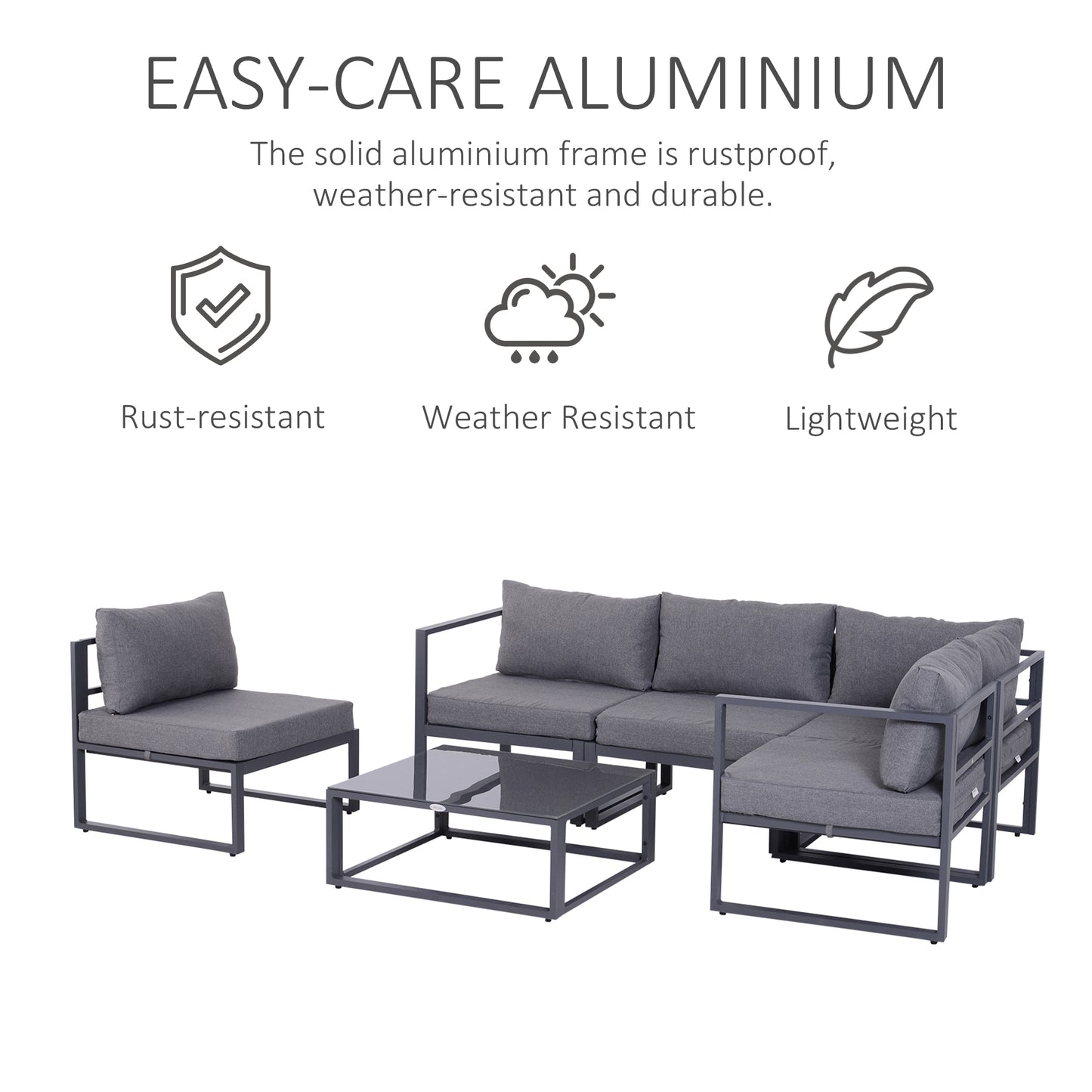 6 PCs Outdoor Indoor Sectional Corner Sofa Set Thick Padded