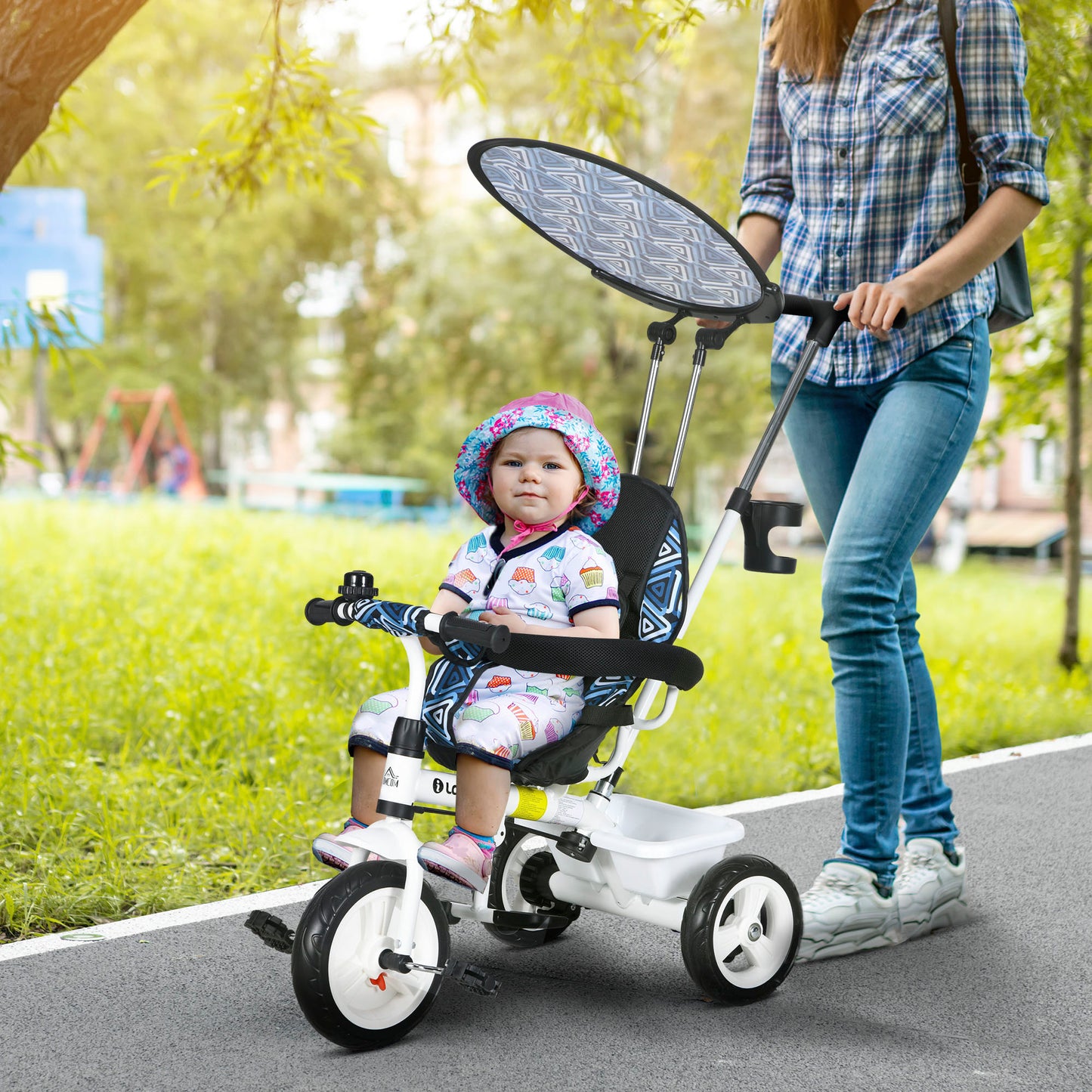 6 in 1 Tricycle for Kids with 5-point harness straps, Removable Canopy (1)