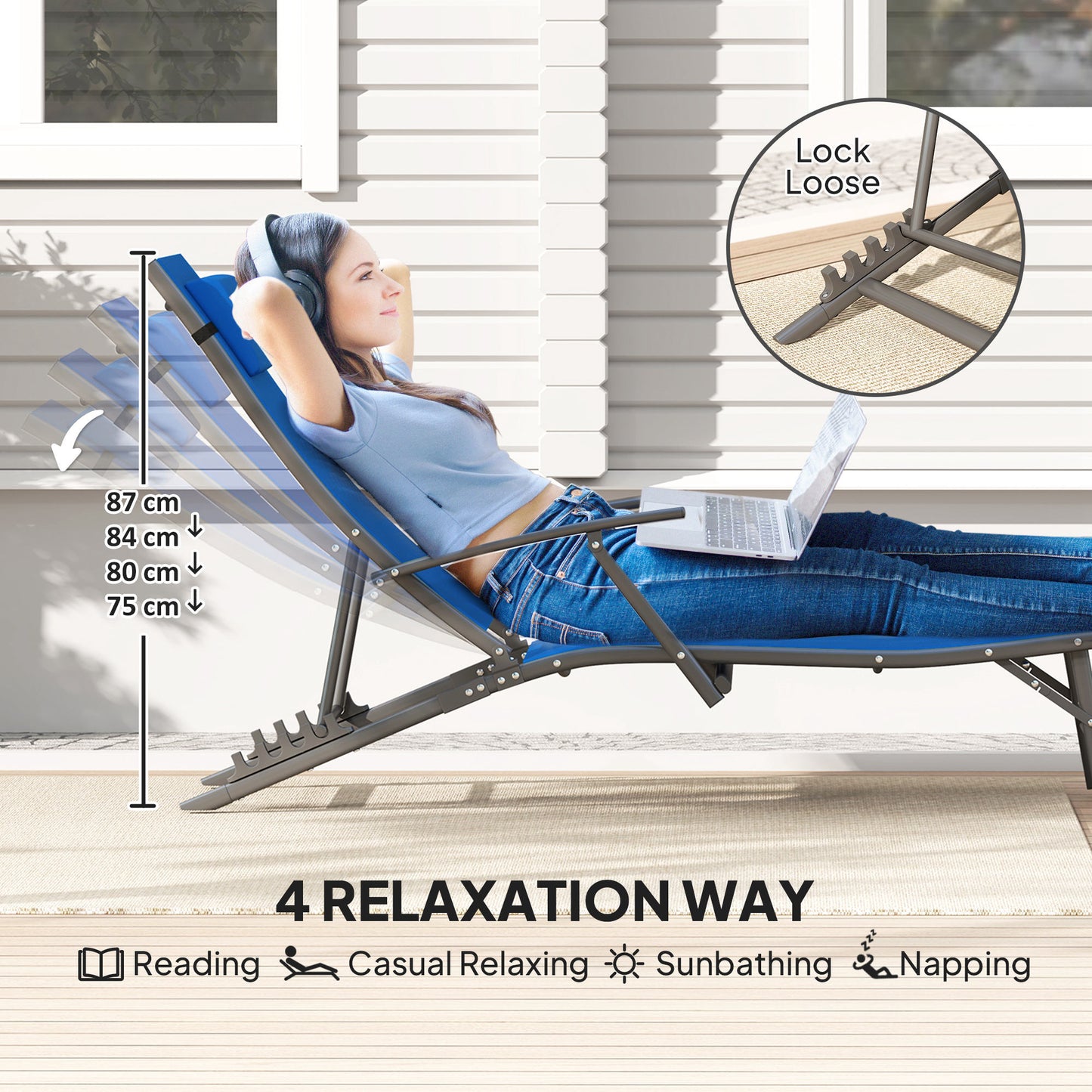 Set of Two Adjustable Back Sun Loungers