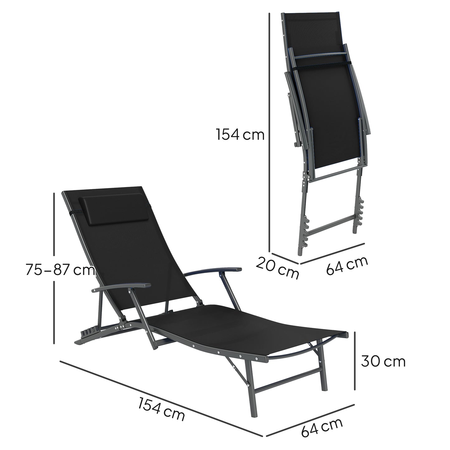 Set of Two Adjustable Back Sun Loungers