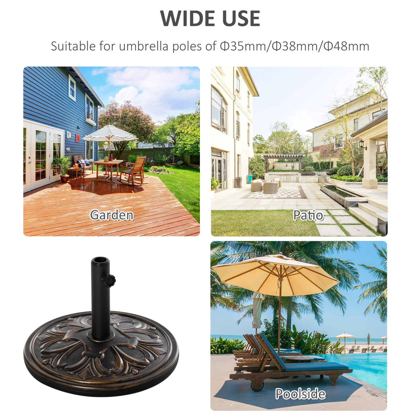 13kg Round Umbrella Base Outdoor Parasol Base Weight Stand Holder