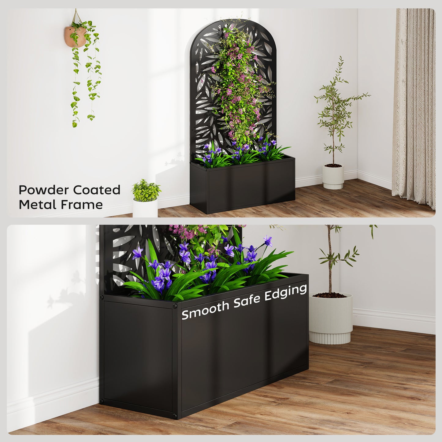 Metal Garden Bed for Garden with Trellis (2)