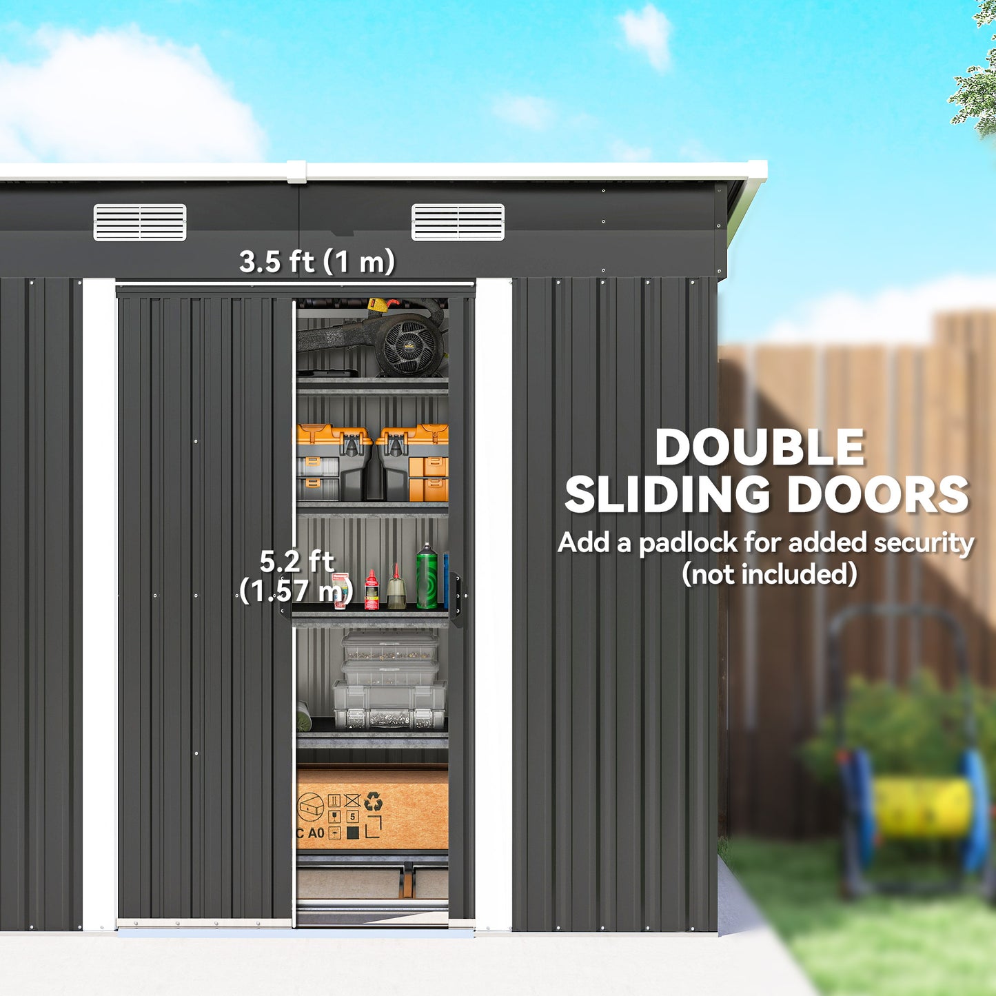 7 x 4ft Outdoor Storage Shed with Foundation Kit