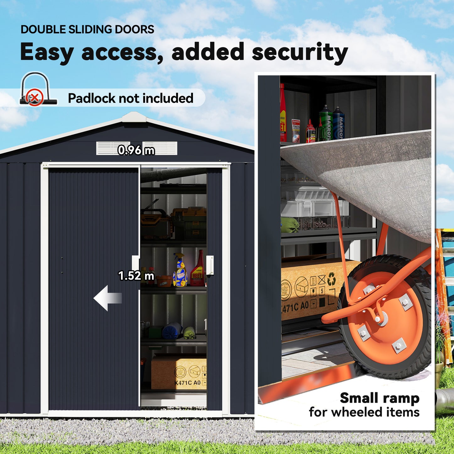 7 x 4ft Weatherproof Shed, Outdoor Bike Storage Shed