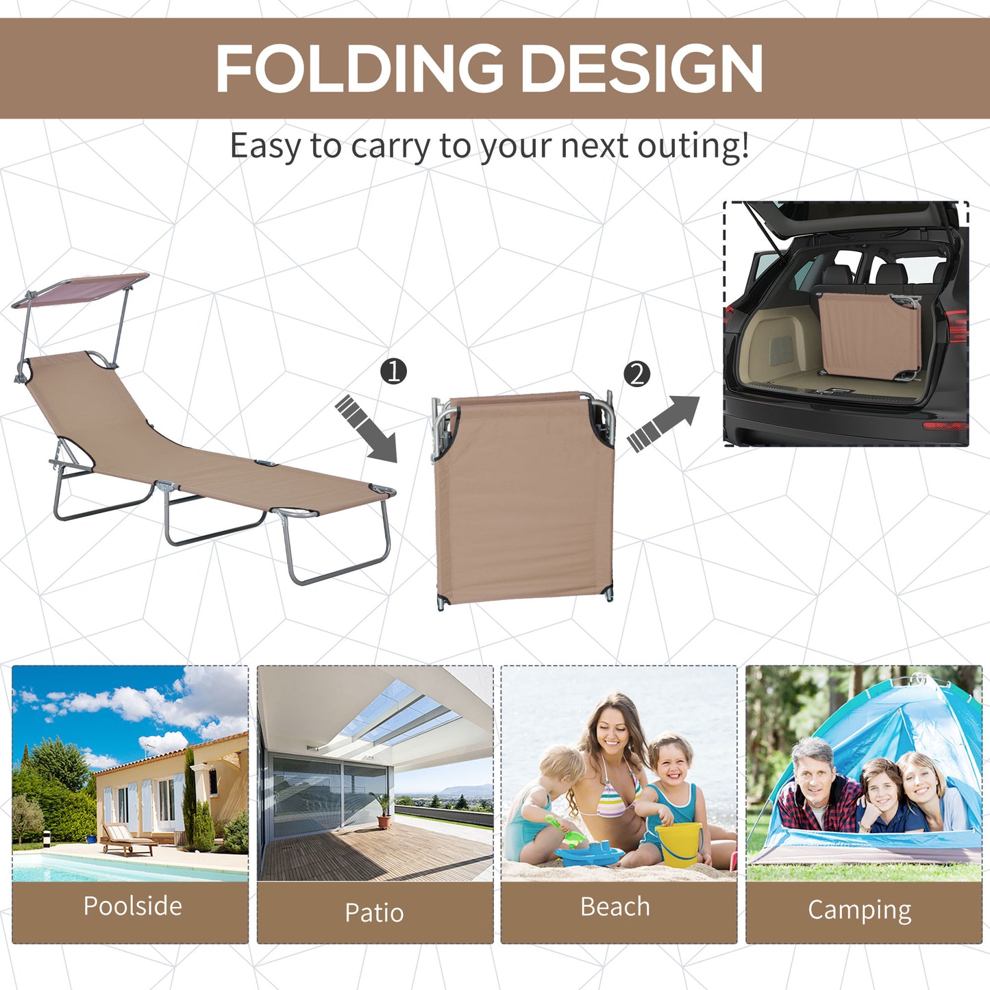Sun Lounger, with Adjustable Face Canopy