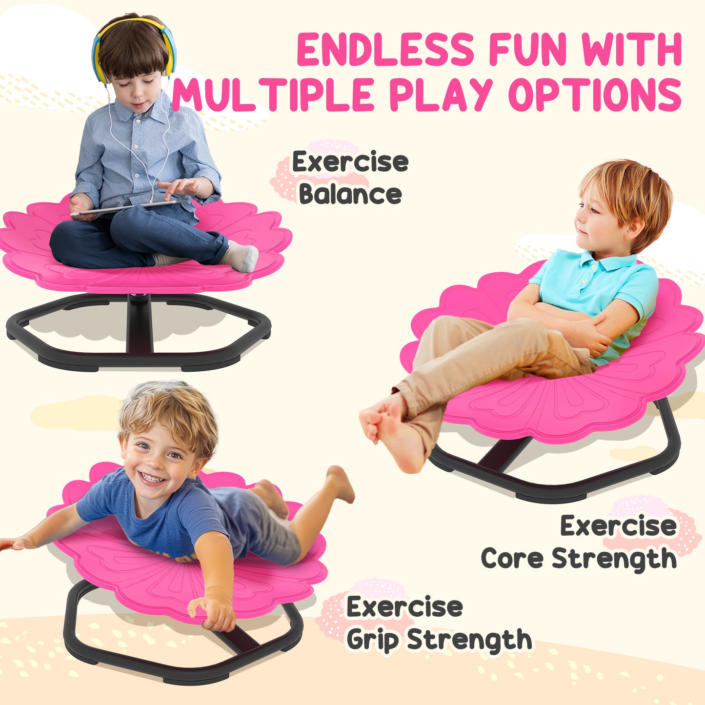 Flower-Shaped Sensory Spinning Chair with Non-Slip Base