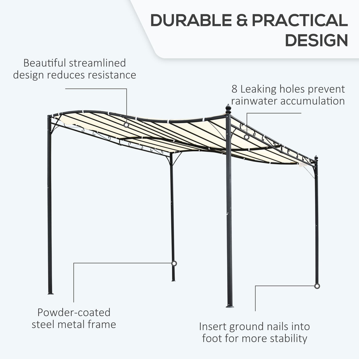 3x3 m Wall Mounted Garden Porch with UV Protection