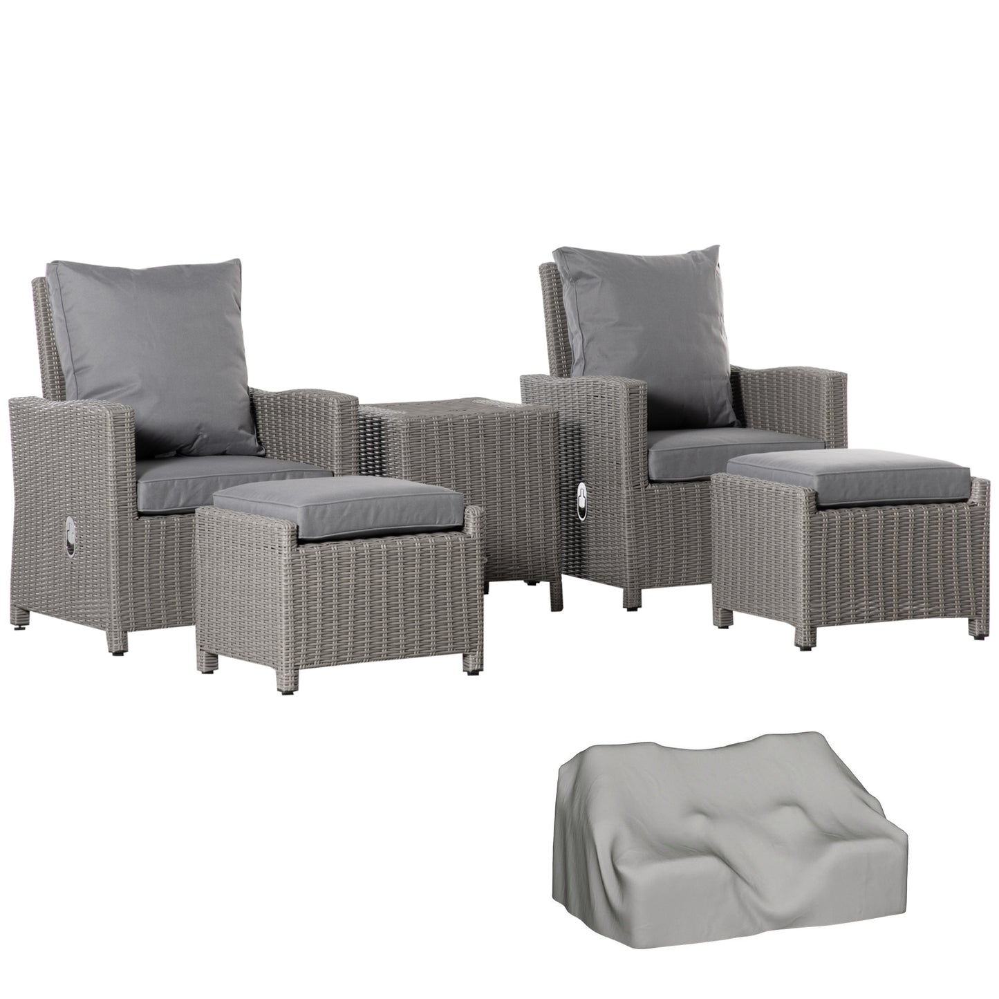 5 Pieces Outdoor PE Rattan Garden Furniture with Cushions