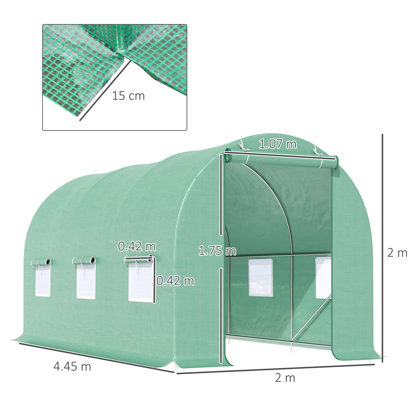 4.5m x 2m x 2m Walk-in Tunnel Greenhouse Garden Plant Growing House