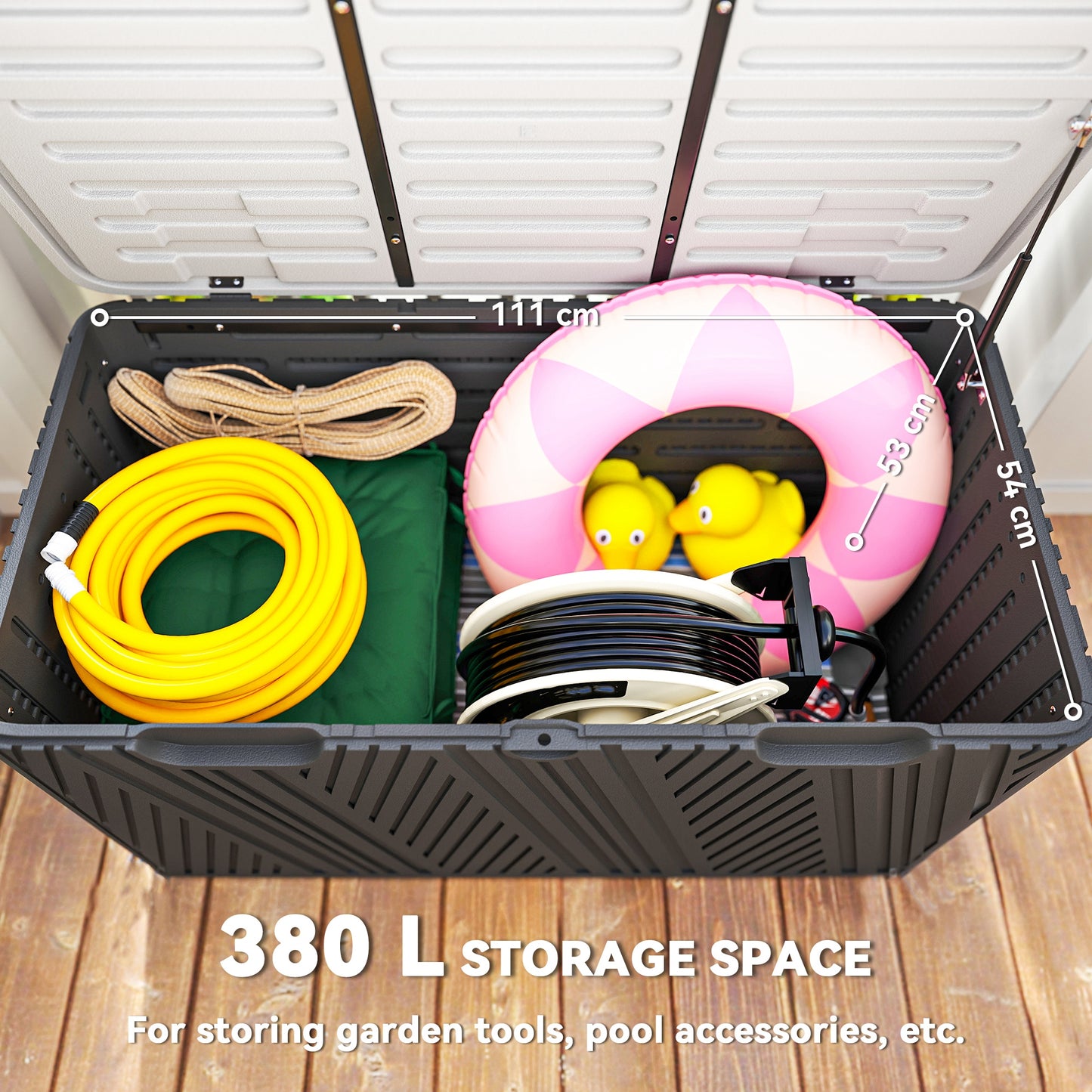 380L Waterproof Outdoor Storage Box, with Lockable Lid