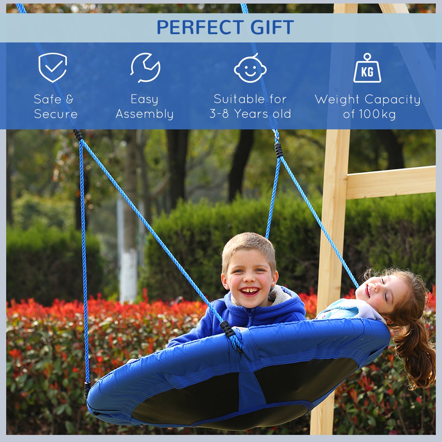 Kid Nest Swing Seat Saucer Tree Swing 40 Inch/100cm for Outdoor Indoor