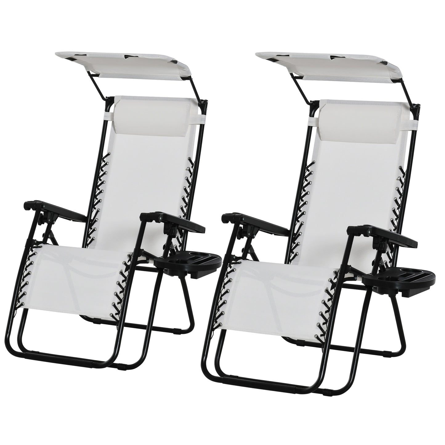 2 Piece Foldable Reclining Garden Chair with Headrest