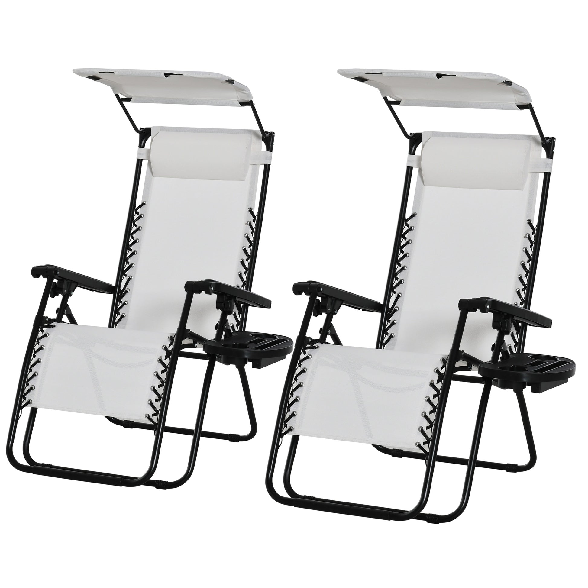 2 Piece Foldable Reclining Garden Chair with Headrest